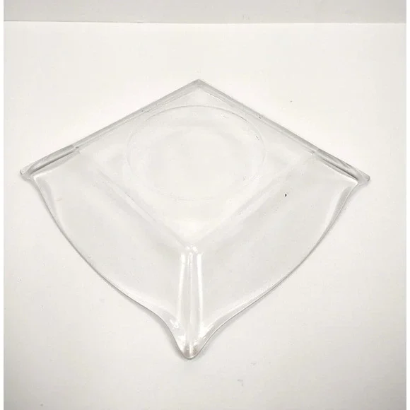 Vintage Clear Glass Pillar Candle Holder Plate Square 5.5" Beveled Edge - Picture 3 of 7